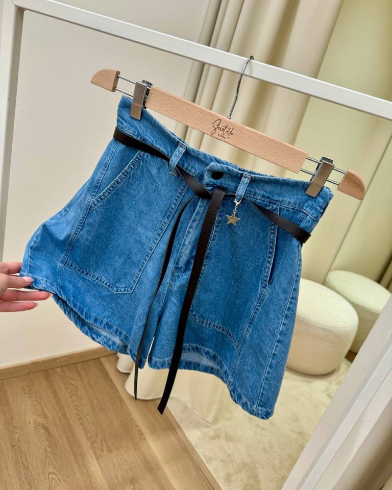 Shorts cotone con cintura denim Susy Mix Shop Online Shorts cotone con cintura denim Susy Mix