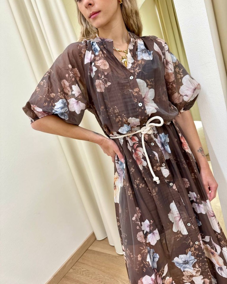 Vestito chemisier fantasia floreale moro Susy Mix Shop Online Vestito chemisier fantasia floreale moro Susy Mix