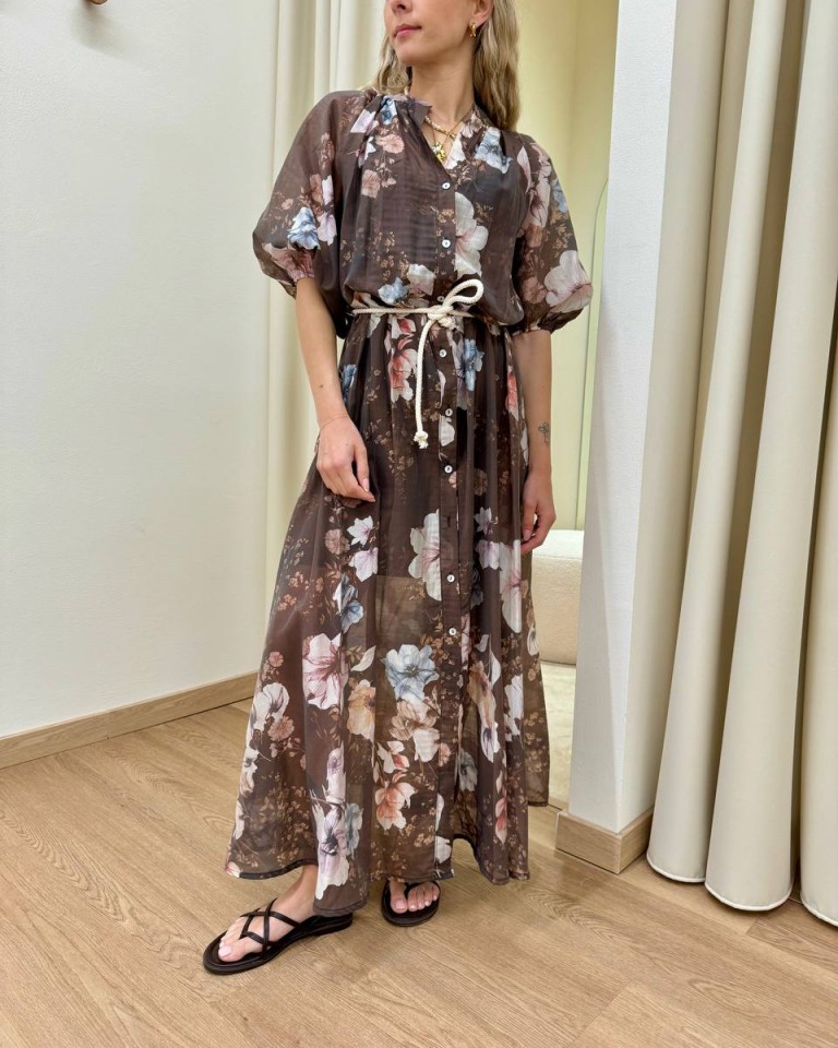 Vestito chemisier fantasia floreale moro Susy Mix Shop Online Vestito chemisier fantasia floreale moro Susy Mix
