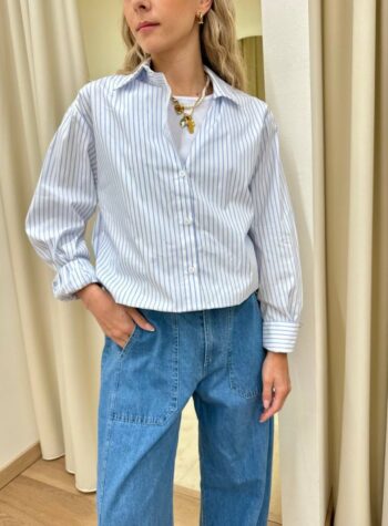 Shop Online Camicia righe bianca celeste con canotta Susy Mix