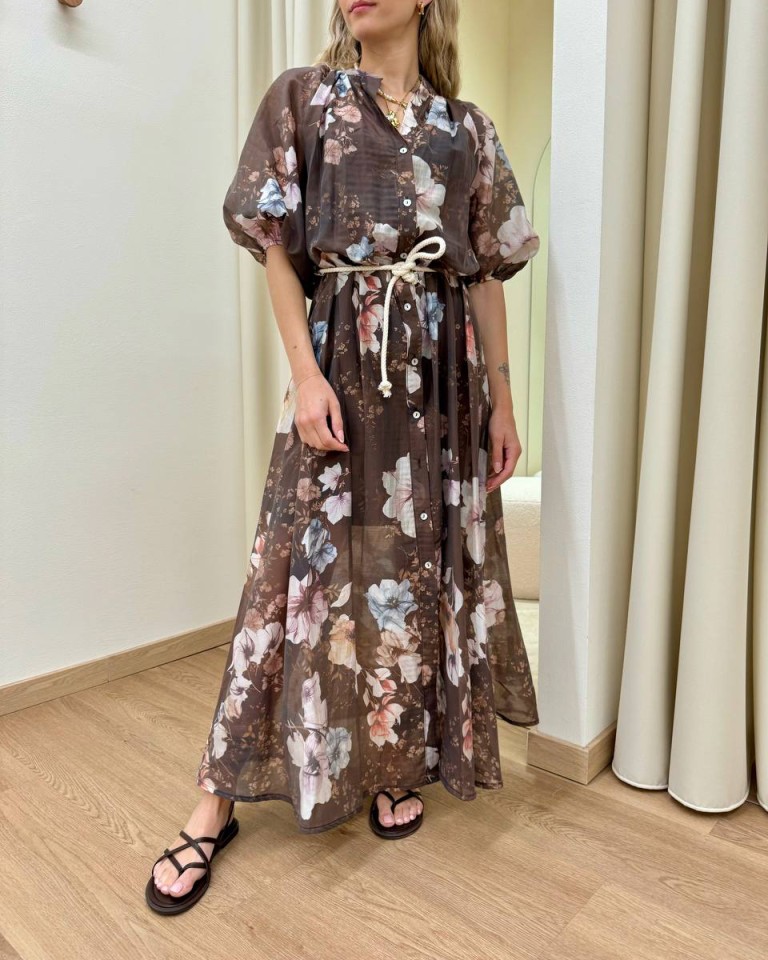 Vestito chemisier fantasia floreale moro Susy Mix Shop Online Vestito chemisier fantasia floreale moro Susy Mix