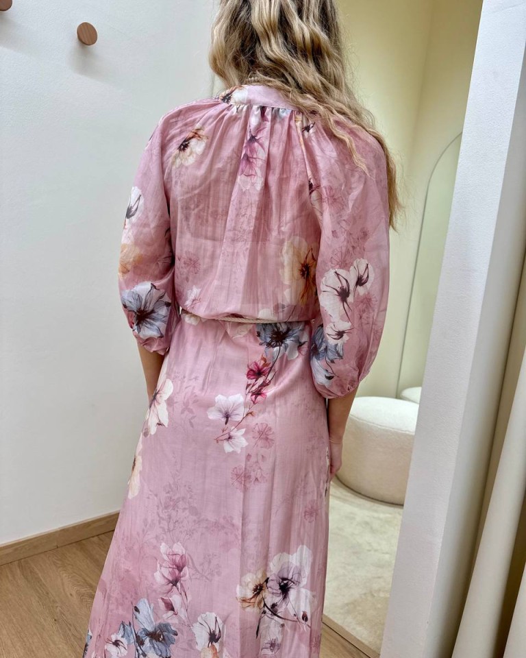 Vestito chemisier fantasia floreale rosa Susy Mix Shop Online Vestito chemisier fantasia floreale rosa Susy Mix
