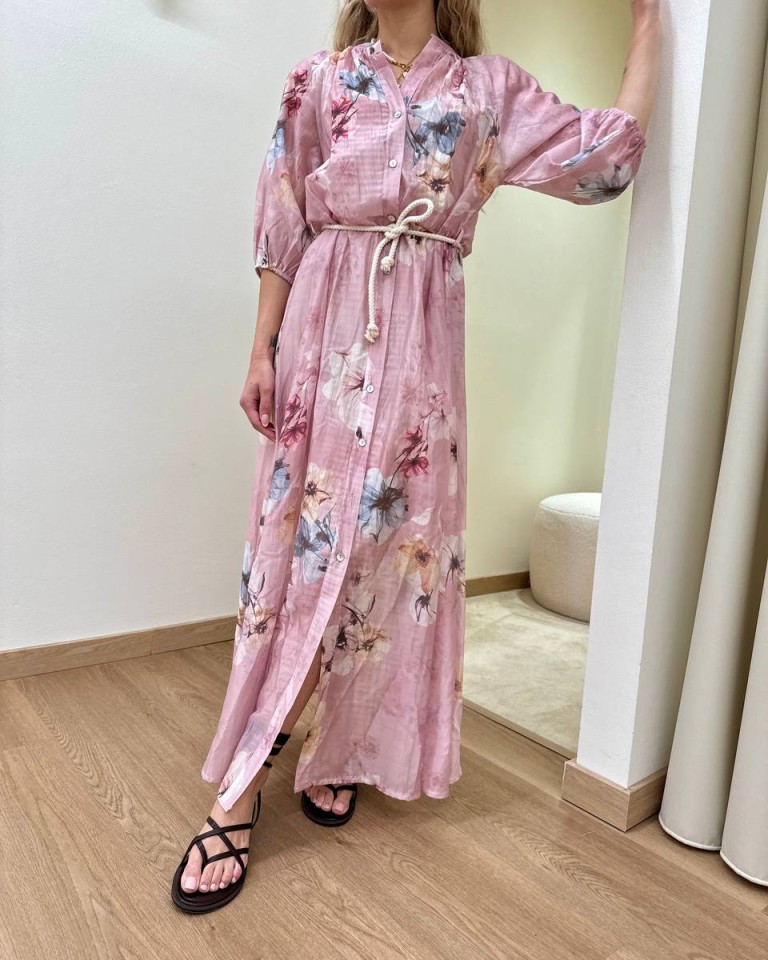 Vestito chemisier fantasia floreale rosa Susy Mix Shop Online Vestito chemisier fantasia floreale rosa Susy Mix