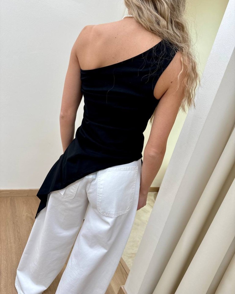 Top asimmetrico monospalla nero HaveOne Shop Online Top asimmetrico monospalla nero HaveOne