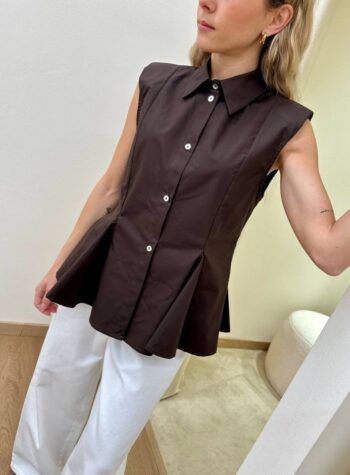 Shop Online Camicia smanicata svasata moro HaveOne