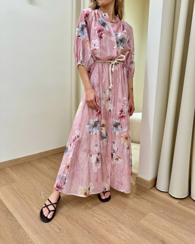 Vestito chemisier fantasia floreale rosa Susy Mix Shop Online Vestito chemisier fantasia floreale rosa Susy Mix