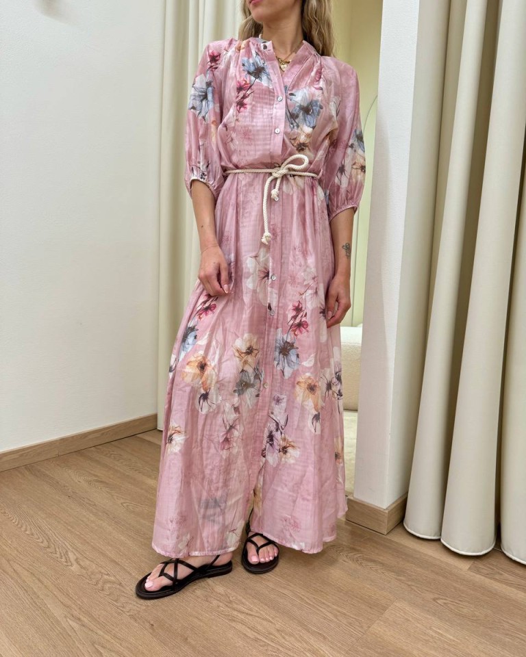 Vestito chemisier fantasia floreale rosa Susy Mix Shop Online Vestito chemisier fantasia floreale rosa Susy Mix
