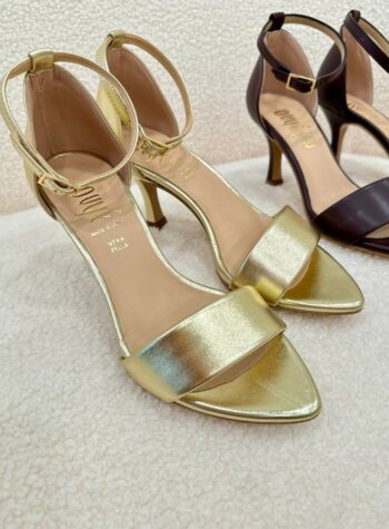 Shop Online Sandalo a punta con tacco e cinturino oro Ovyè
