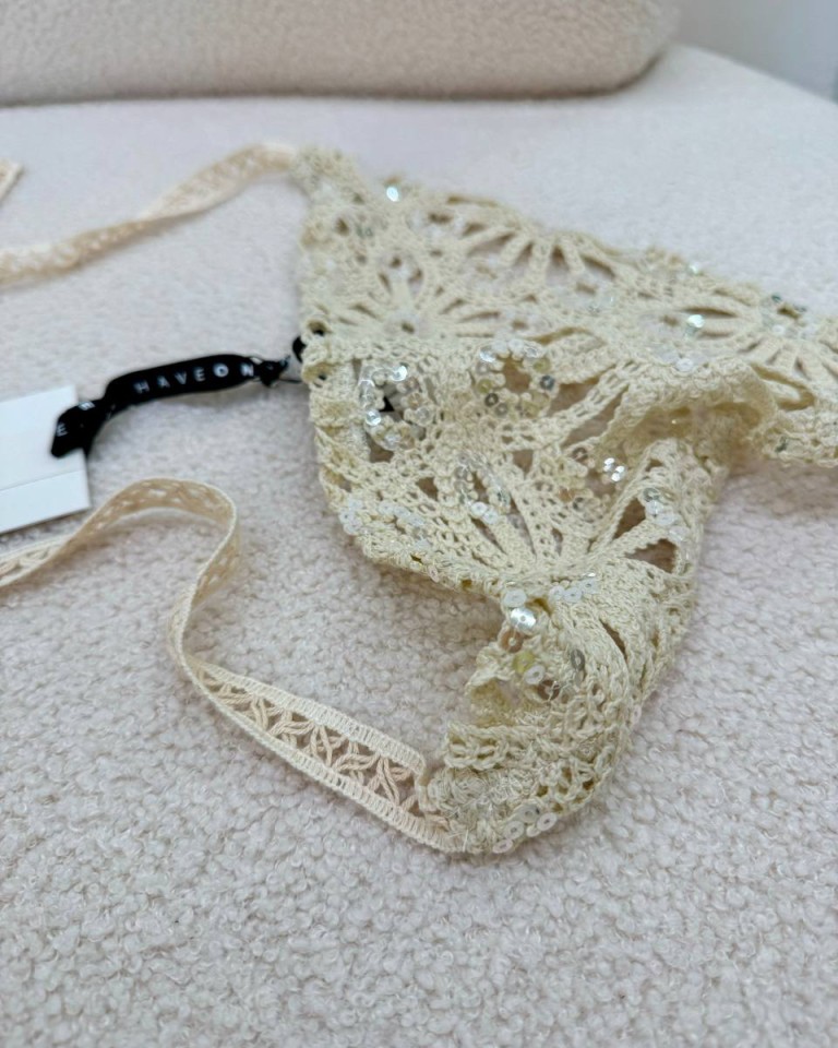 Bandana macramè e paillettes burro HaveOne Shop Online Bandana macramè e paillettes burro HaveOne