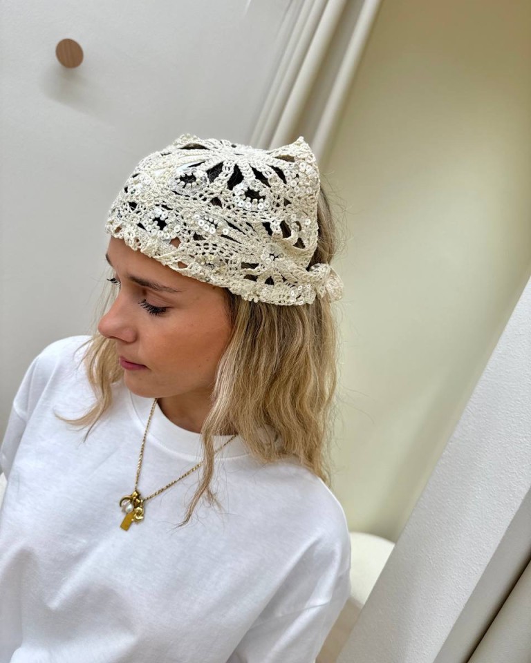 Bandana macramè e paillettes burro HaveOne Shop Online Bandana macramè e paillettes burro HaveOne