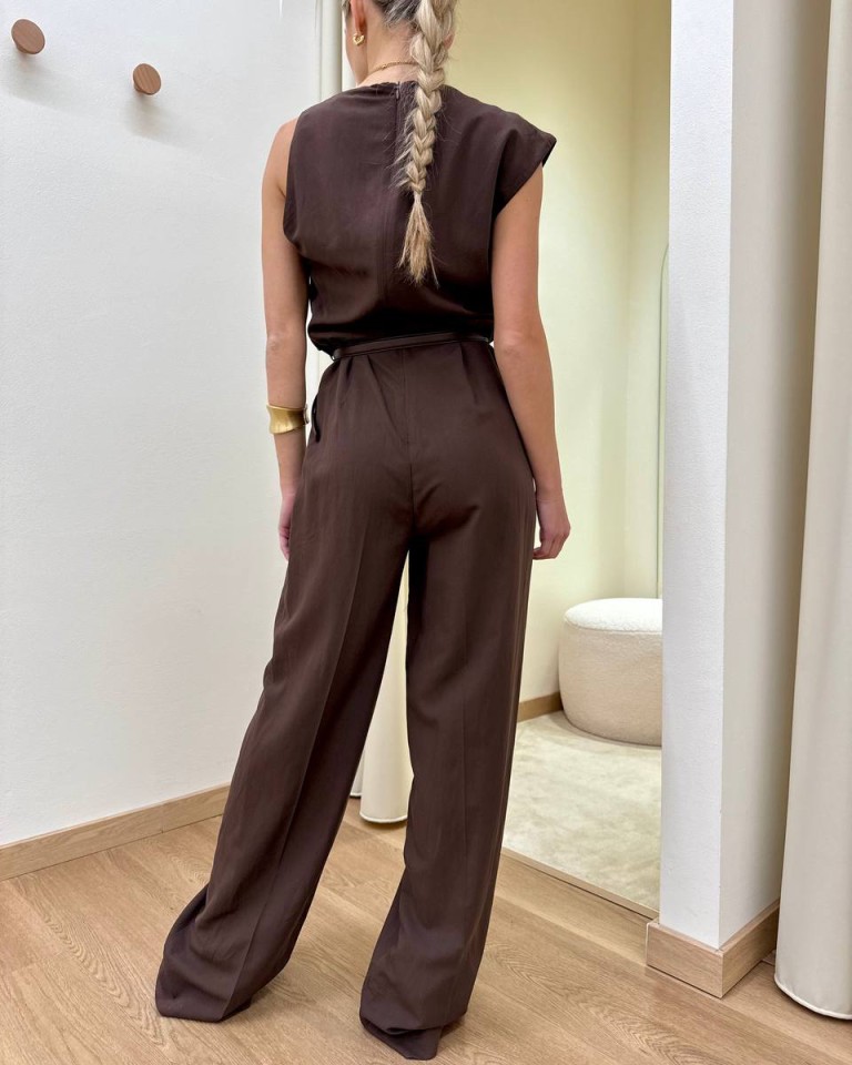 Tuta intera moro con cintura Vicolo Shop Online Tuta intera moro con cintura Vicolo