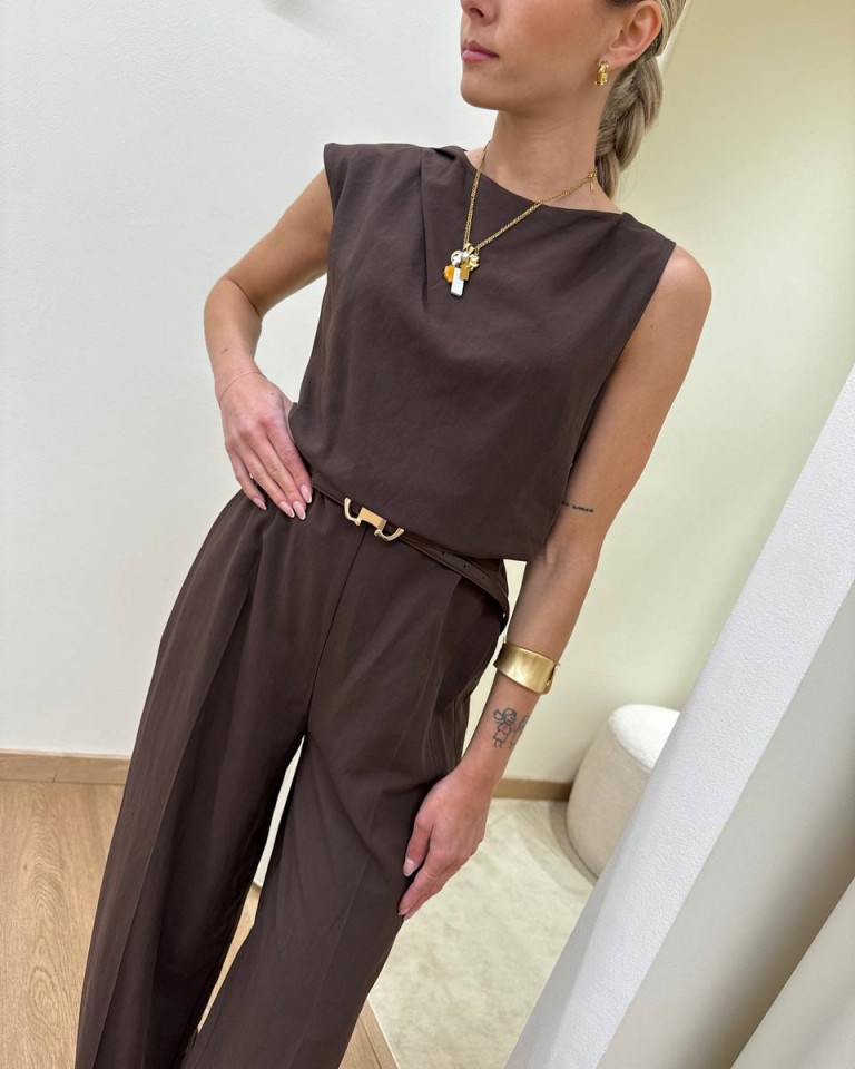 Tuta intera moro con cintura Vicolo Shop Online Tuta intera moro con cintura Vicolo