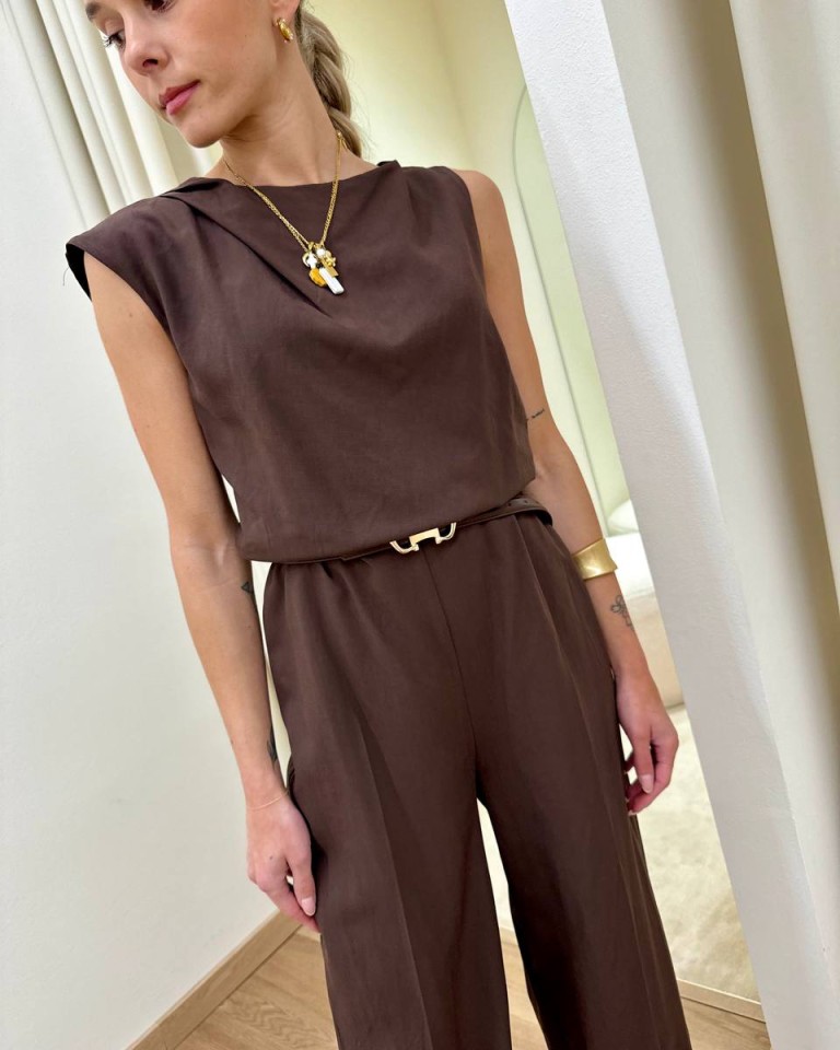 Tuta intera moro con cintura Vicolo Shop Online Tuta intera moro con cintura Vicolo
