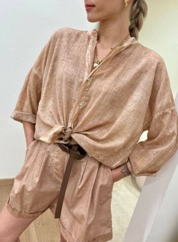 Shop Online Camicia coreana voile nocciola HaveOne