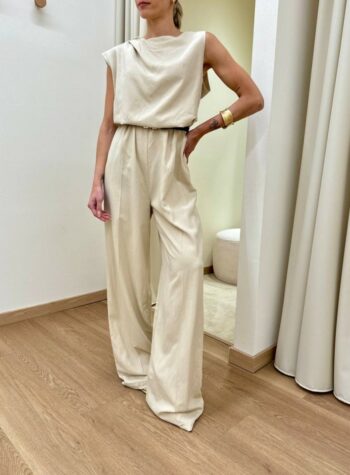Shop Online Tuta intera beige con cintura Vicolo