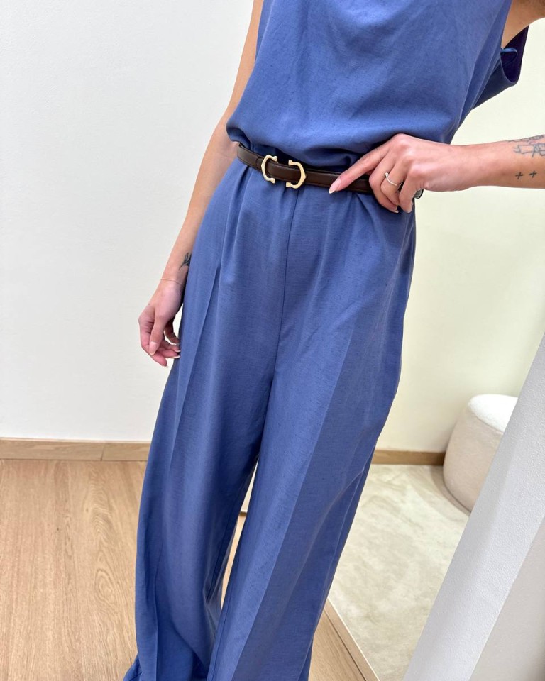 Tuta intera indaco con cintura Vicolo Shop Online Tuta intera indaco con cintura Vicolo