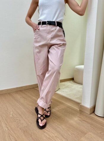 Shop Online Pantalone ovetto rosa cipria con cintura Susy Mix