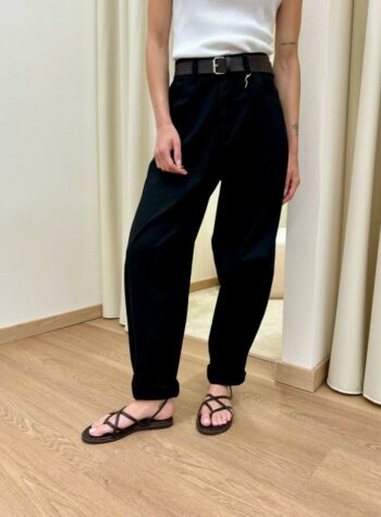 Shop Online Pantalone ovetto nero con cintura Susy Mix