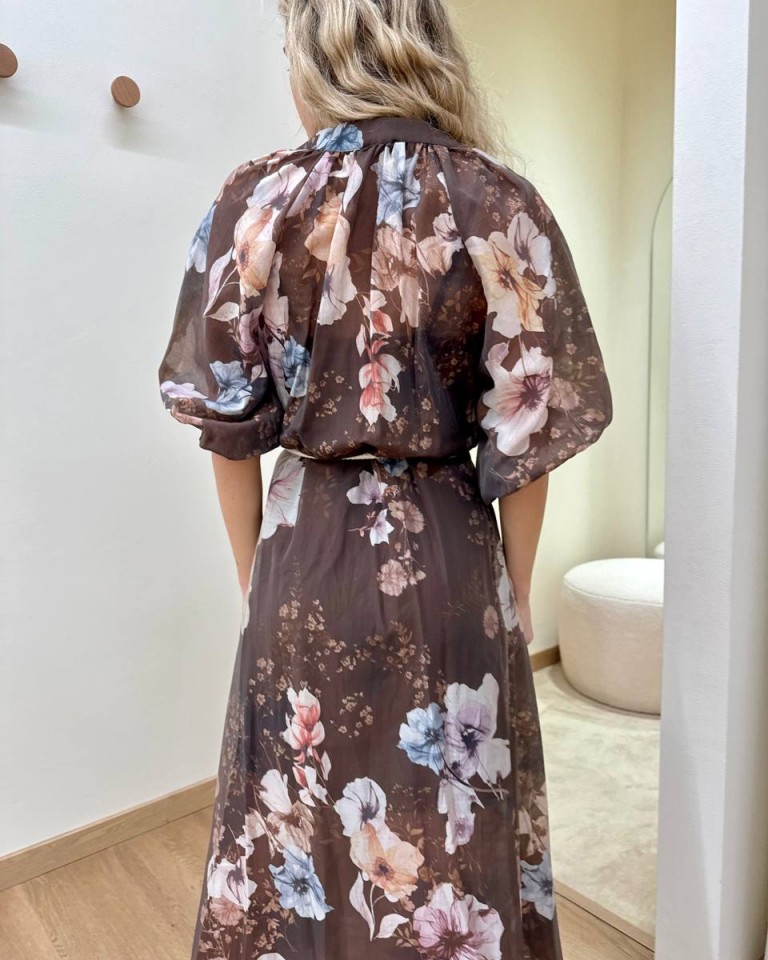 Vestito chemisier fantasia floreale moro Susy Mix Shop Online Vestito chemisier fantasia floreale moro Susy Mix