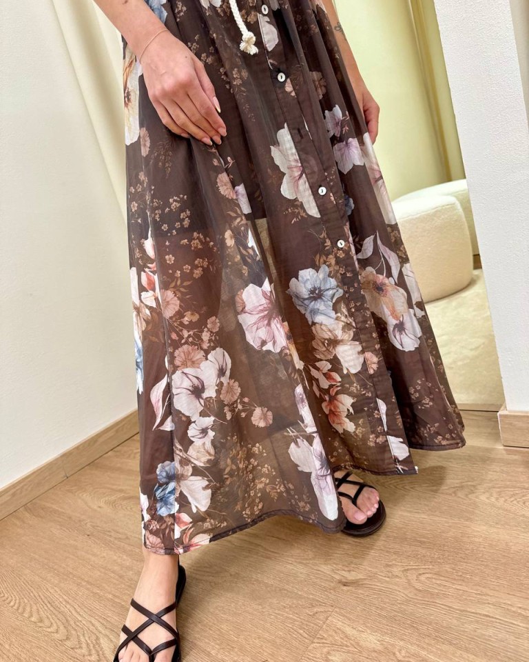 Vestito chemisier fantasia floreale moro Susy Mix Shop Online Vestito chemisier fantasia floreale moro Susy Mix