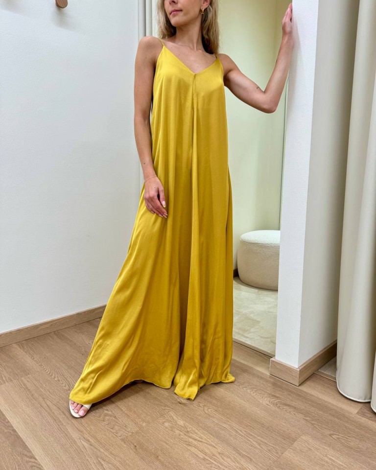 Vestito lungo svasato senape Vicolo Shop Online Vestito lungo svasato senape Vicolo