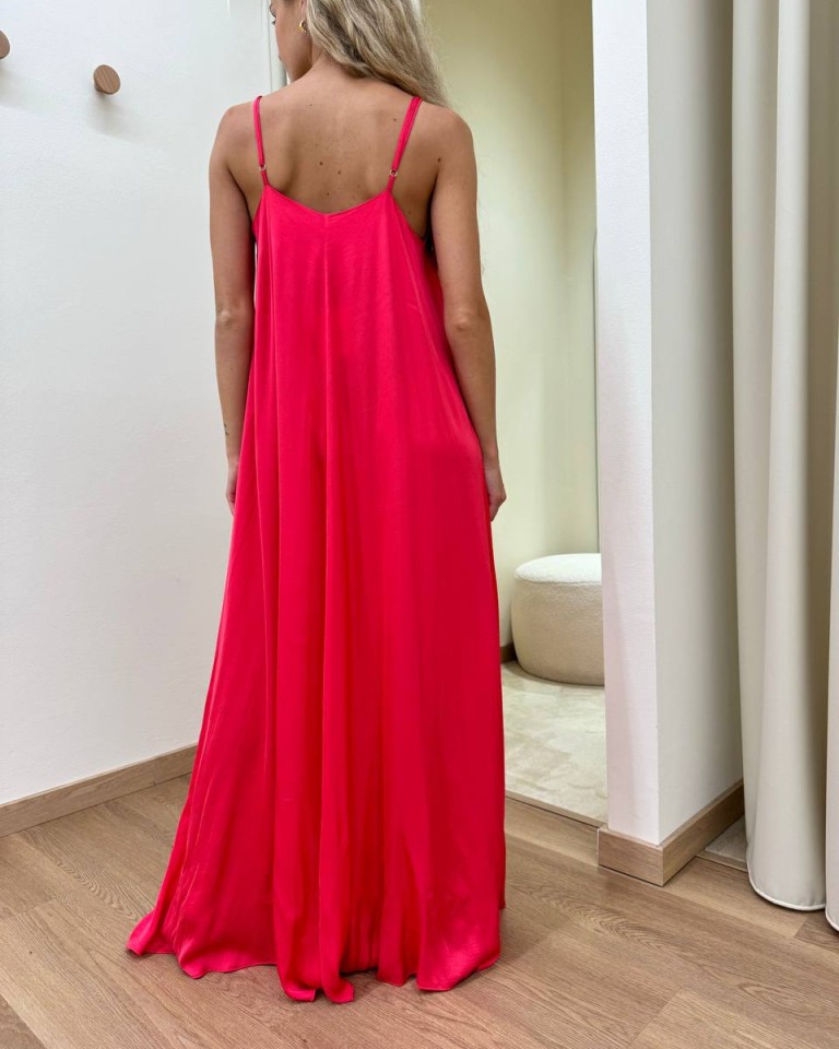 Vestito lungo svasato rosa corallo Vicolo Shop Online Vestito lungo svasato rosa corallo Vicolo