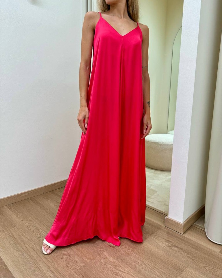 Vestito lungo svasato rosa corallo Vicolo Shop Online Vestito lungo svasato rosa corallo Vicolo