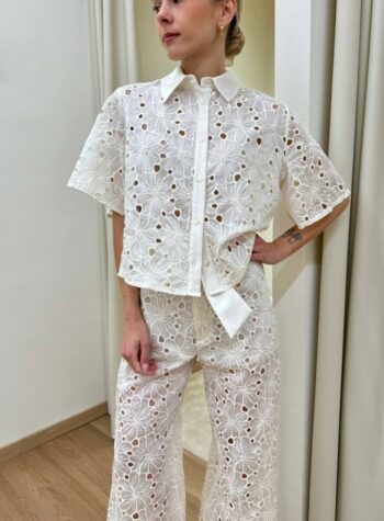 Shop Online Camicia ricamo floreale traforata burro HaveOne