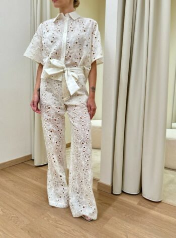 Shop Online Camicia ricamo floreale traforata burro HaveOne