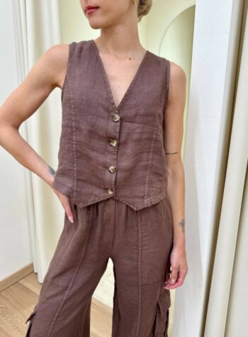 Shop Online Gilet in lino moro HaveOne