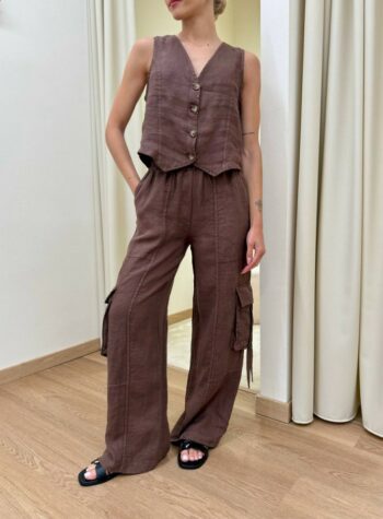 Shop Online Gilet in lino moro HaveOne