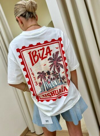 Shop Online T-shirt panna stampa schiena Ibiza HaveOne