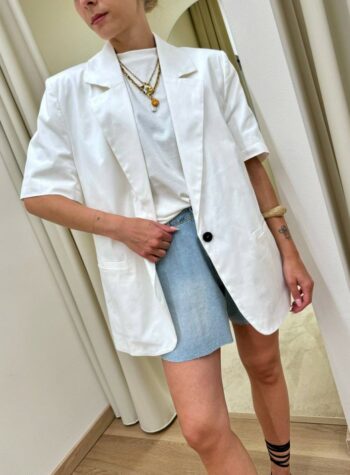 Shop Online Giacca oversize mezza manica cotone bianca Vicolo