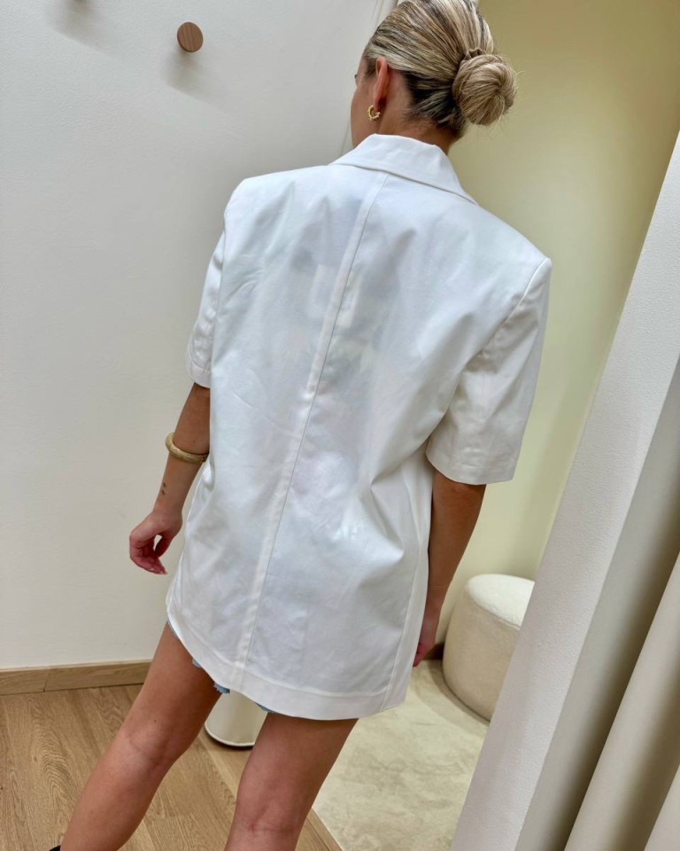 Giacca oversize mezza manica cotone bianca Vicolo Shop Online Giacca oversize mezza manica cotone bianca Vicolo