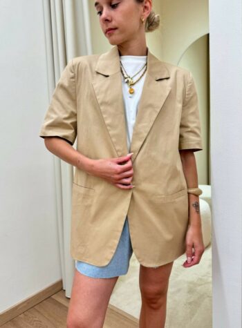 Shop Online Giacca oversize mezza manica cotone cammello Vicolo