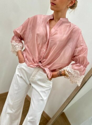 Shop Online Camicia rosa antico pizzo maniche Susy Mix