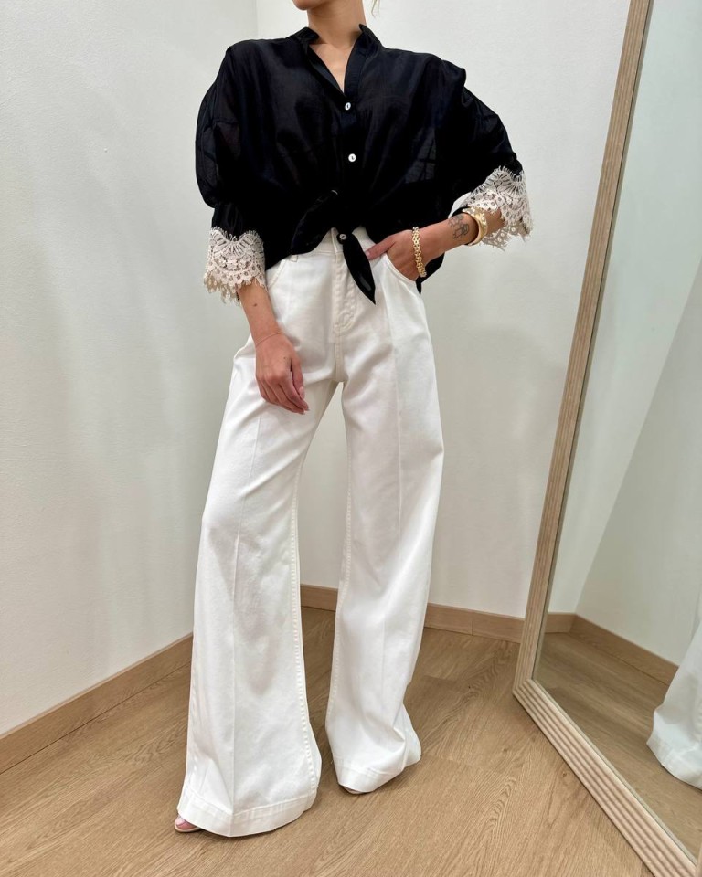 Camicia nera pizzo maniche Susy Mix Shop Online Camicia nera pizzo maniche Susy Mix