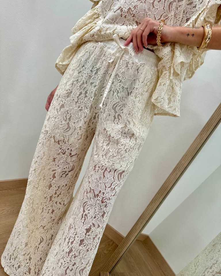 Pantalone in pizzo burro Susy Mix Shop Online Pantalone in pizzo burro Susy Mix