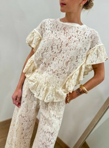 Shop Online Blusa in pizzo con rouches burro Susy Mix
