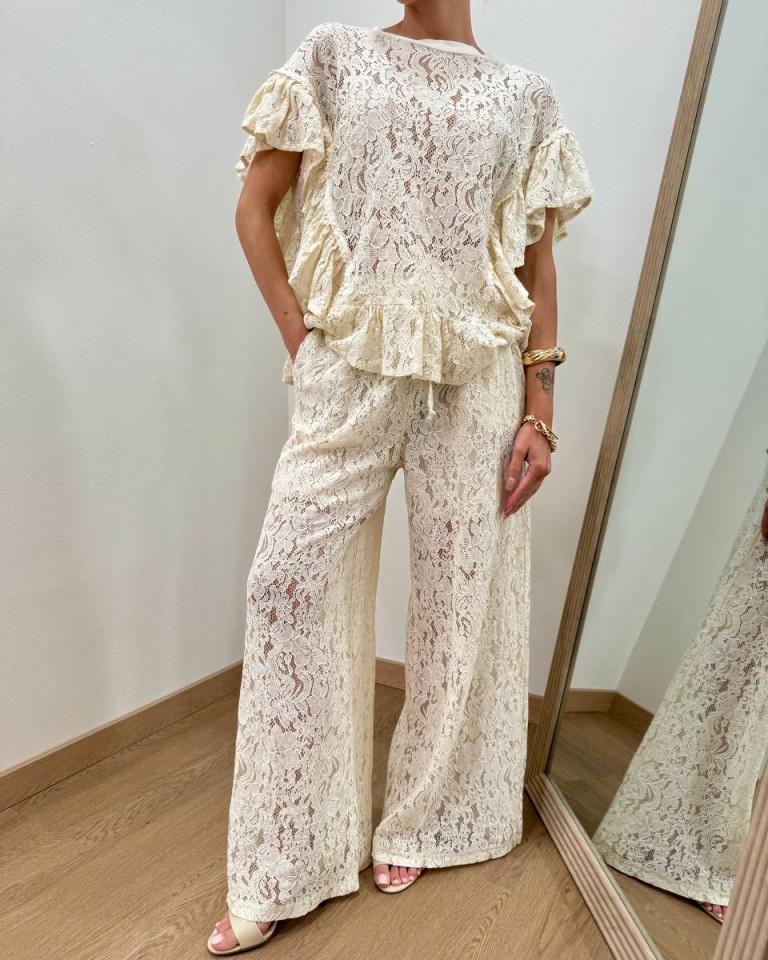 Pantalone in pizzo burro Susy Mix Shop Online Pantalone in pizzo burro Susy Mix