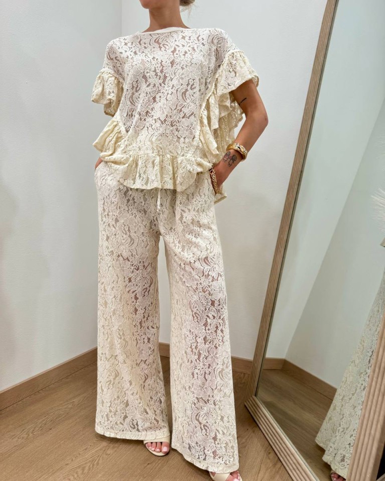 Pantalone in pizzo burro Susy Mix Shop Online Pantalone in pizzo burro Susy Mix