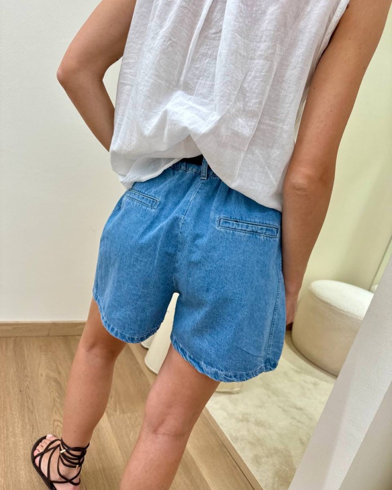 Shorts cotone con cintura denim Susy Mix Shop Online Shorts cotone con cintura denim Susy Mix