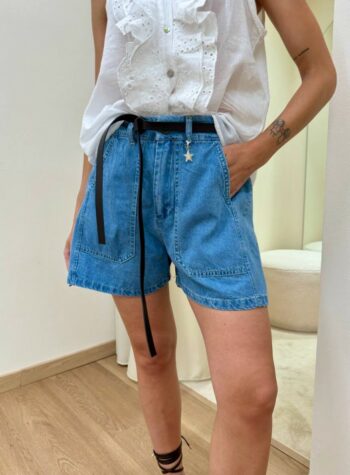 Shop Online Shorts cotone con cintura denim Susy Mix