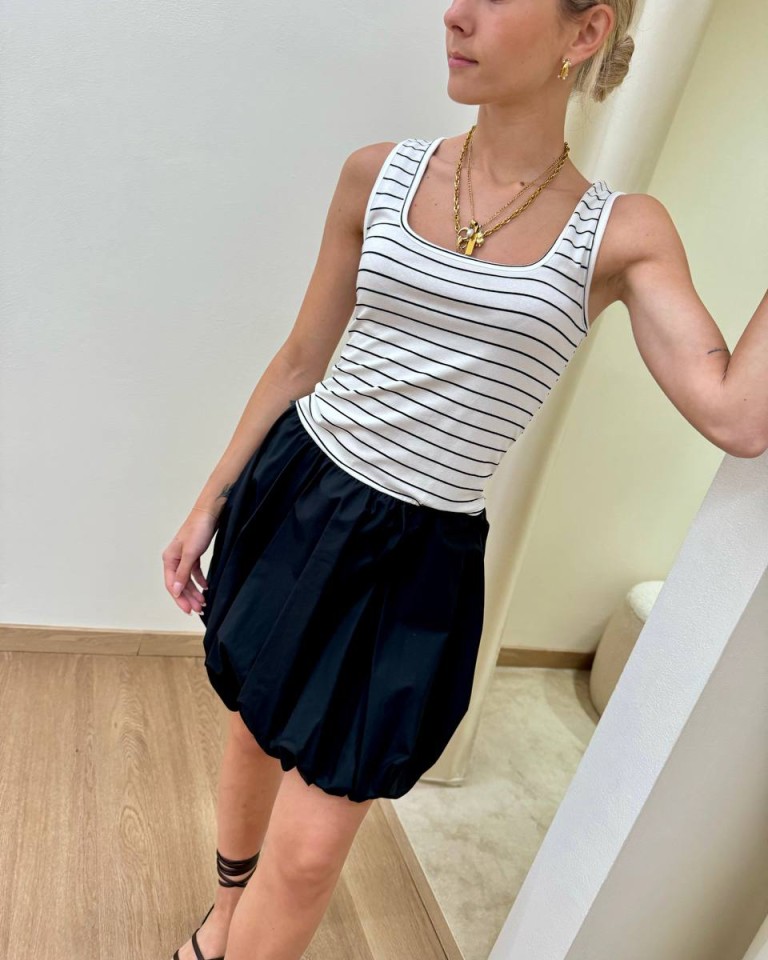 Vestito righe gonna a palloncino bianco Susy Mix Shop Online Vestito righe gonna a palloncino bianco Susy Mix