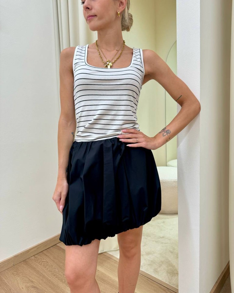 Vestito righe gonna a palloncino bianco Susy Mix Shop Online Vestito righe gonna a palloncino bianco Susy Mix