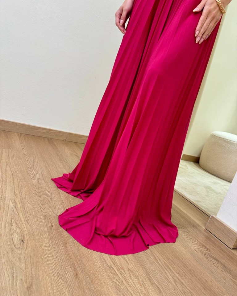 Vestito jersey scollo americana fucsia Vicolo Shop Online Vestito jersey scollo americana fucsia Vicolo