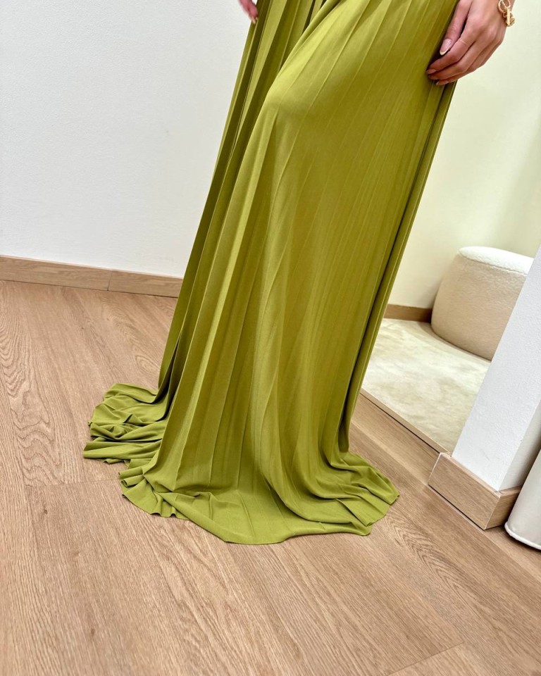Vestito jersey scollo americana olio Vicolo Shop Online Vestito jersey scollo americana olio Vicolo