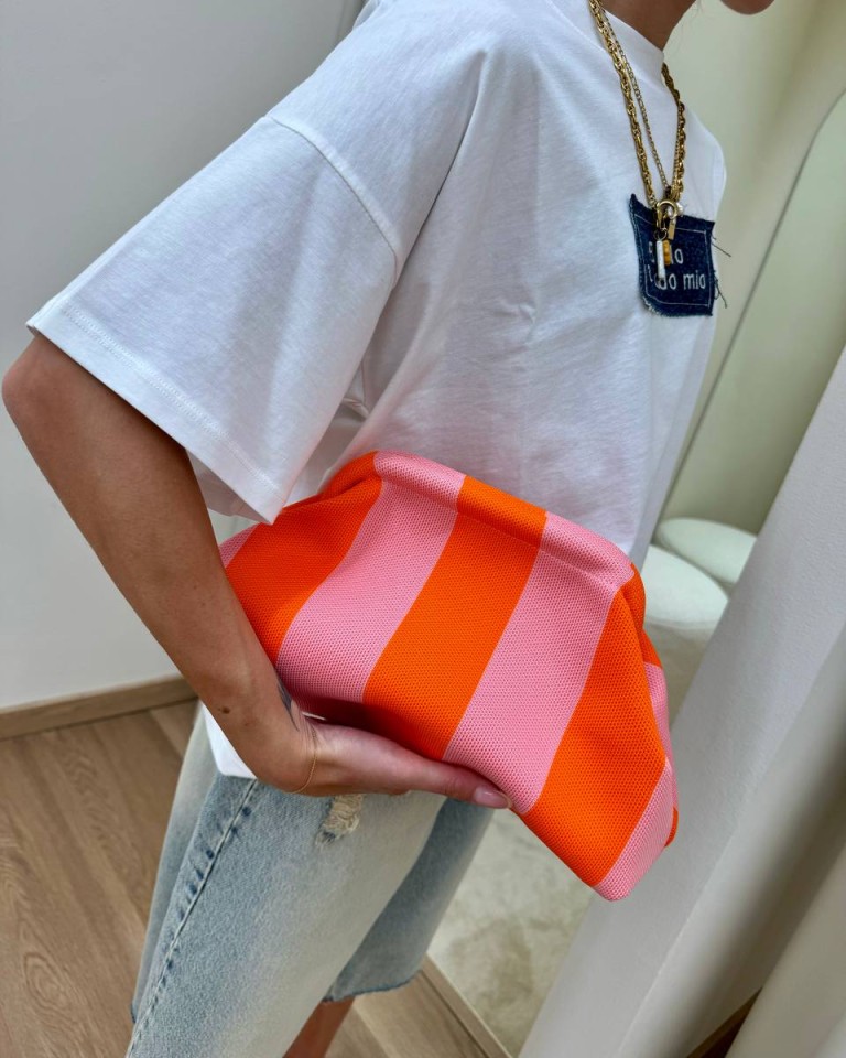 Pouch bag righe rosa e arancio Sticky Bestie Shop Online Pouch bag righe rosa e arancio Sticky Bestie