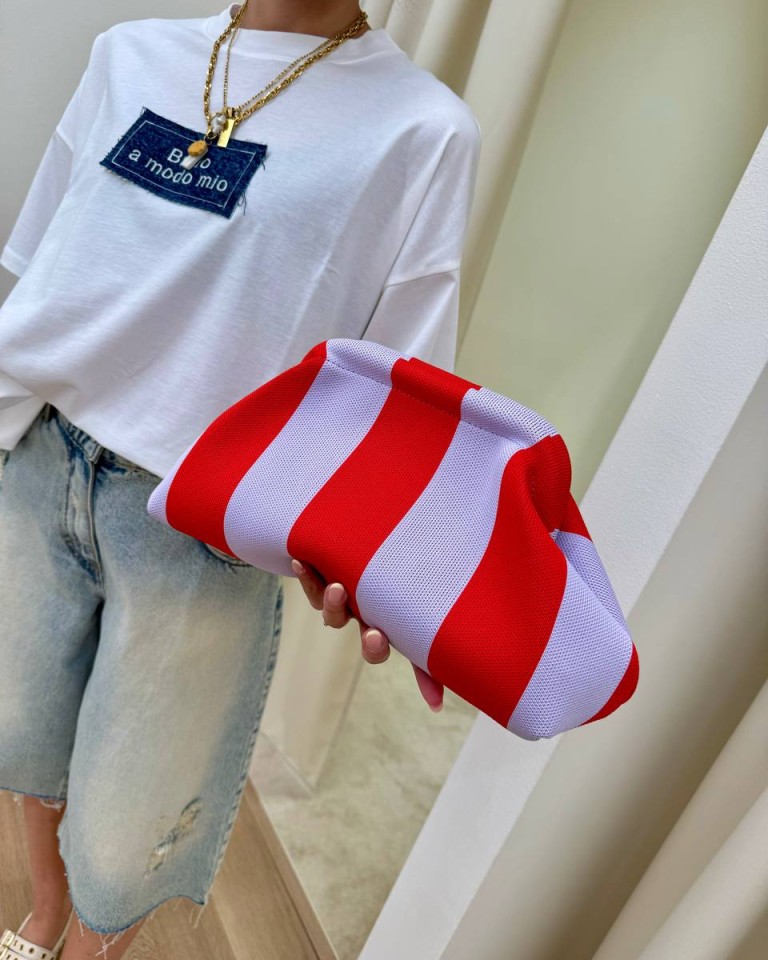 Pouch bag righe rosso e lilla Sticky Bestie Shop Online Pouch bag righe rosso e lilla Sticky Bestie