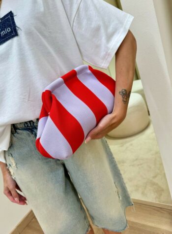 Shop Online Pouch bag righe rosso e lilla Sticky Bestie